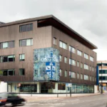 Modern building exterior central location