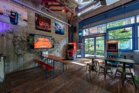 bar with arcade games
